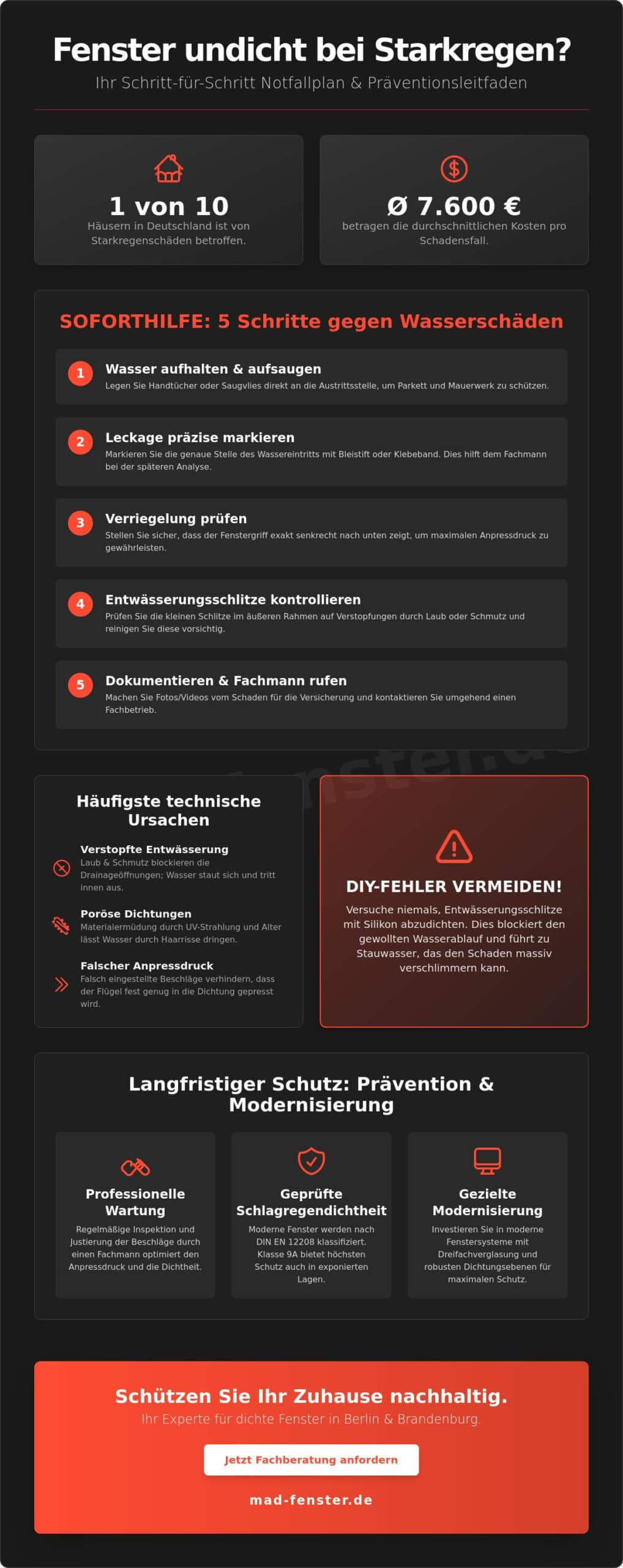 Fenster undicht bei Starkregen: Was tun? Ursachen, Soforthilfe & Profi-Tipps 2026