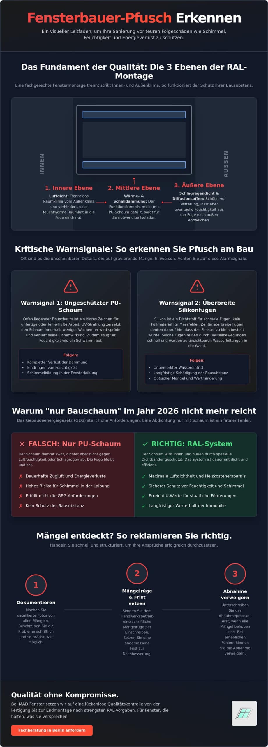 Fensterbauer Pfusch erkennen: Worauf Sie bei der Montage 2026 achten müssen